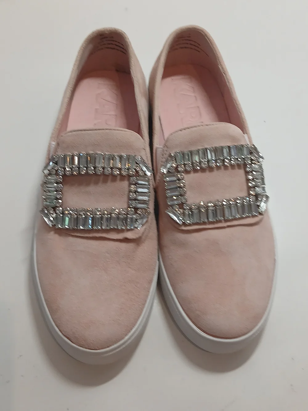 Karl Lagerfeld NWOT Women's Pink Suede Embellished Slip-On Sneakers size 8